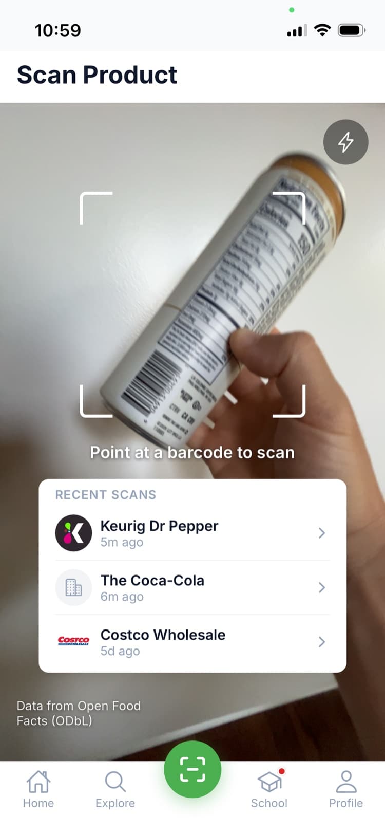 Susty barcode scanner pointed at a product